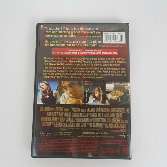 🍿21 Grams Movie (DVD) Factory Sealed NEW Sean Penn Benicio Del Toro Naomi Watts - Picture 2 of 6